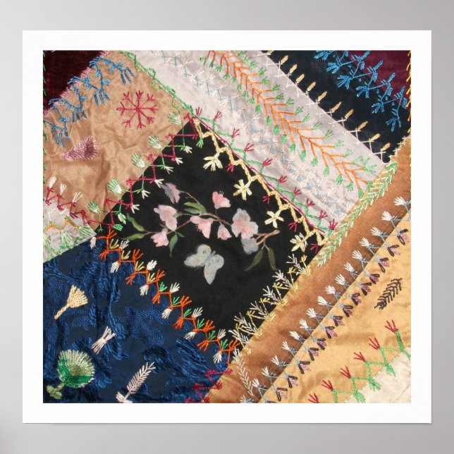Antique Victorian Crazy Quilt Square Poster (Framsidan)