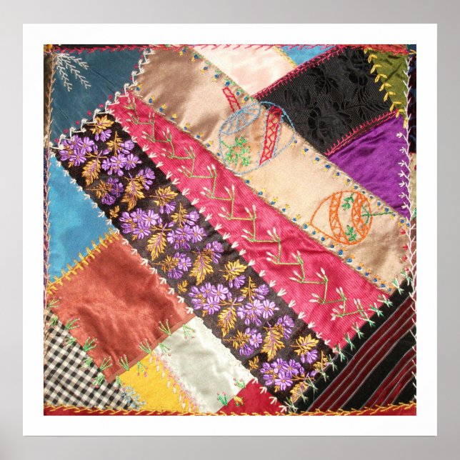 Antique Victorian Crazy Quilt Square Poster (Framsidan)