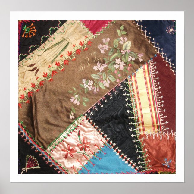 Antique Victorian Crazy Quilt Square Poster (Framsidan)