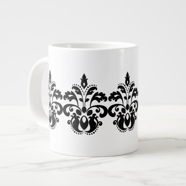 Antique Victorian Damask-mönster Jumbo Mugg (Framsida vänster)