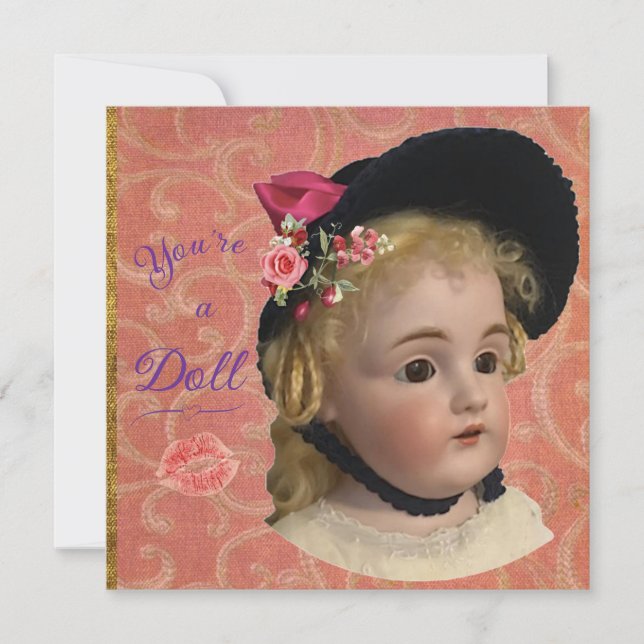 Antique Victorian Doll Greeting Card Julkort (Framsida)