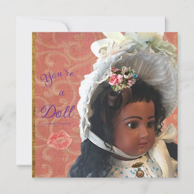 Antique Victorian Doll Greeting Card Julkort (Framsida)