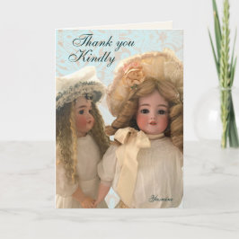 Antique Victorian Dolls Thank You Card Tack Kort