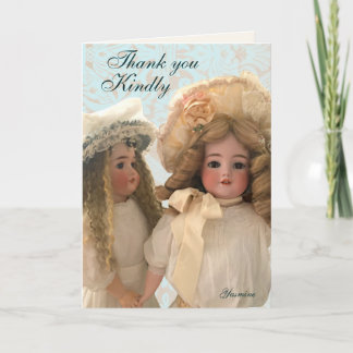 Antique Victorian Dolls Thank You Card Tack Kort