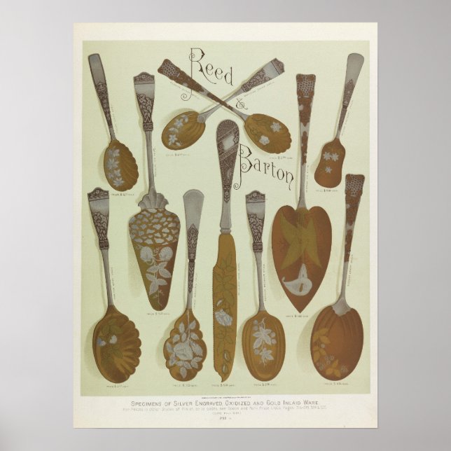 Antique Victorian Era 1884 Silverware Art Poster (Framsidan)