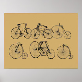 Antique Victorian Era Bicycle Illustrations Poster