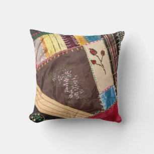Antique, Victorian Era, Crazy Quilt Square Kudde