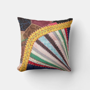 Antique, Victorian Era, Crazy Quilt Square Kudde