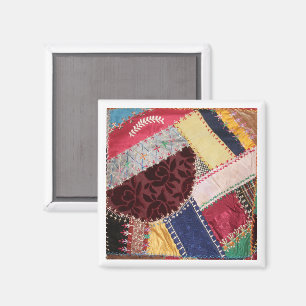 Antique, Victorian Era Crazy Quilt Square Magnet