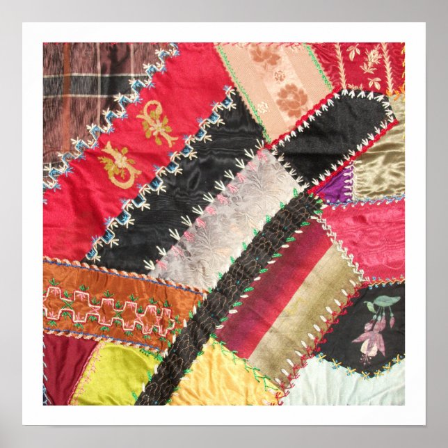 Antique, Victorian-era Crazy Quilt Square Poster (Framsidan)