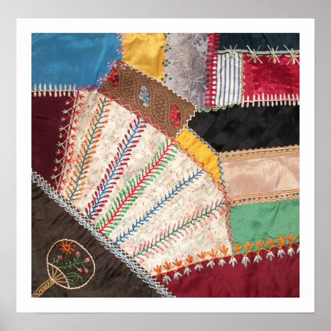 Antique Victorian-era Crazy Quilt Square Poster (Framsidan)