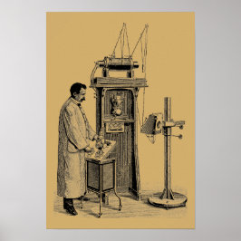 Antique Victorian Era Steampunk X-ray Maskin Poster
