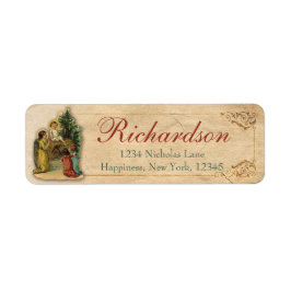 Antique Victorian Jesus Ntivity Angel Christian Returadress Etikett