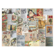 Antique Victorian jul Ephemera Collage Art