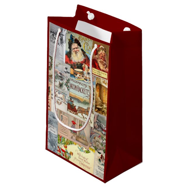 Antique Victorian jul Ephemera Collage Art (Framsidan Vinklad)