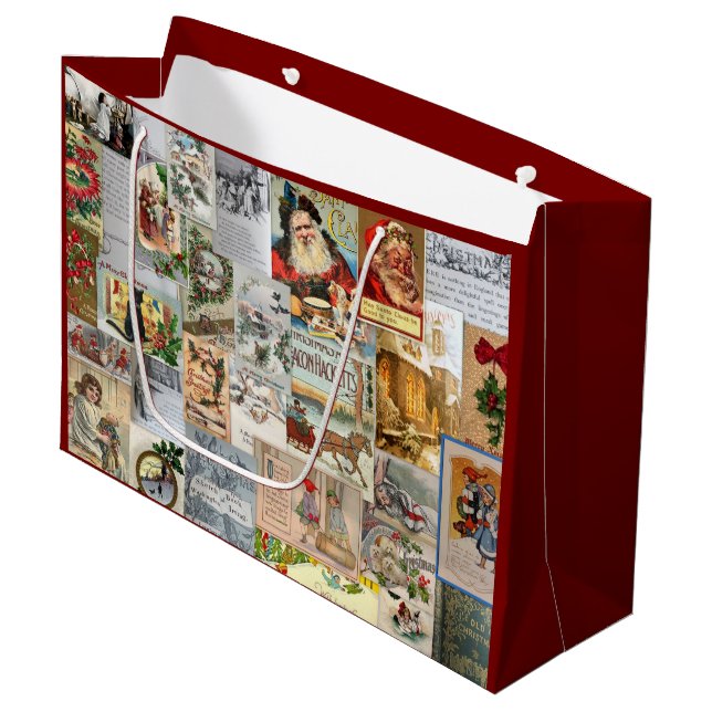 Antique Victorian jul Ephemera Collage Art (Framsidan Vinklad)