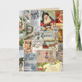 Antique Victorian jul Ephemera Collage Art Helgkort