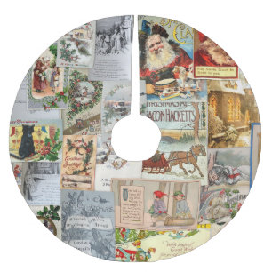 Antique Victorian jul Ephemera Collage Art Julgransmatta Borstad Polyester