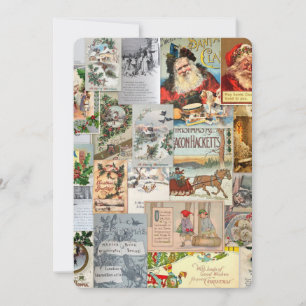 Antique Victorian jul Ephemera Collage Art Julkort