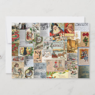 Antique Victorian jul Ephemera Collage Art Julkort