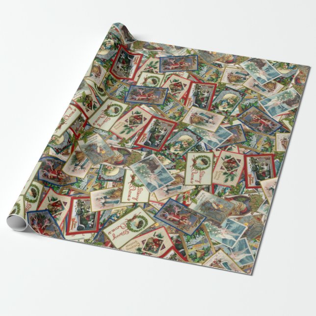 Antique Victorian julvykort Presentpapper (Utrullad)