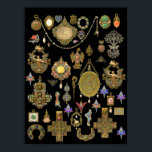 Antique Victorian, nouveau och deco Jewelry art. Poster<br><div class="desc">Antique Victorian,  Nouveau och deco Jewelry Vintage art Illustrations Poster utskrift</div>