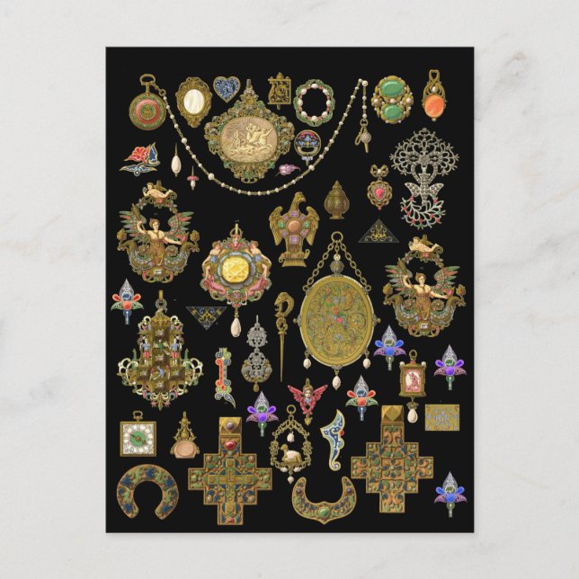 Antique Victorian, nouveau och deco Jewelry art. Vykort (Framsida)