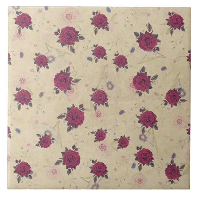 Antique Victorian Ro home dekoration Kakelplatta (Framsidan)