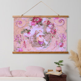 Antique Victorian Toile Rococo Stil Blommigt Rosa