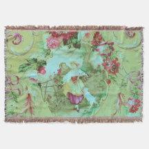 Antique Victorian Toile Rococo Stil Sage Grönt