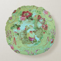 Antique Victorian Toile Rococo Stil Sage Grönt