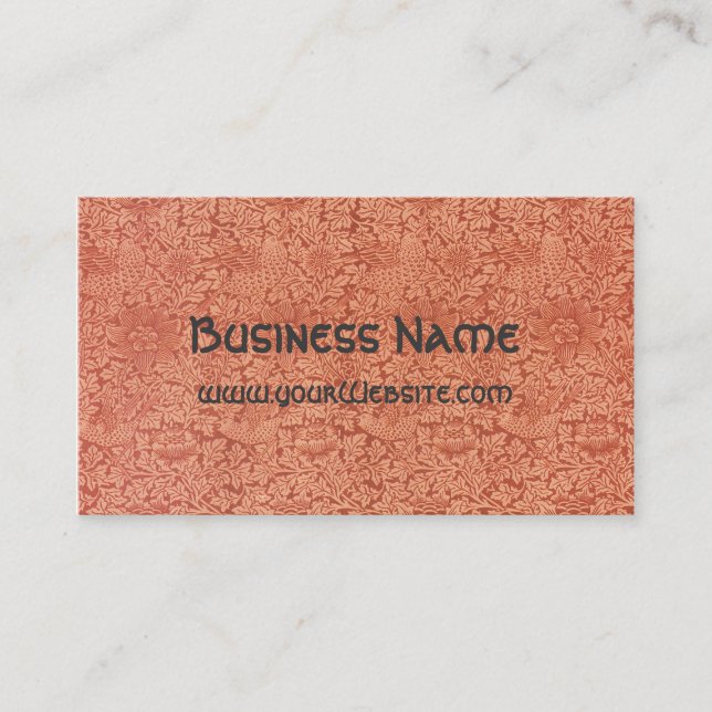 Antique Victorian William Morris Blommigt Damask Visitkort (Framsida)