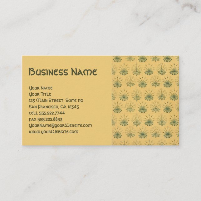 Antique Victorian William Morris Flowers Blommigt Visitkort (Framsida)