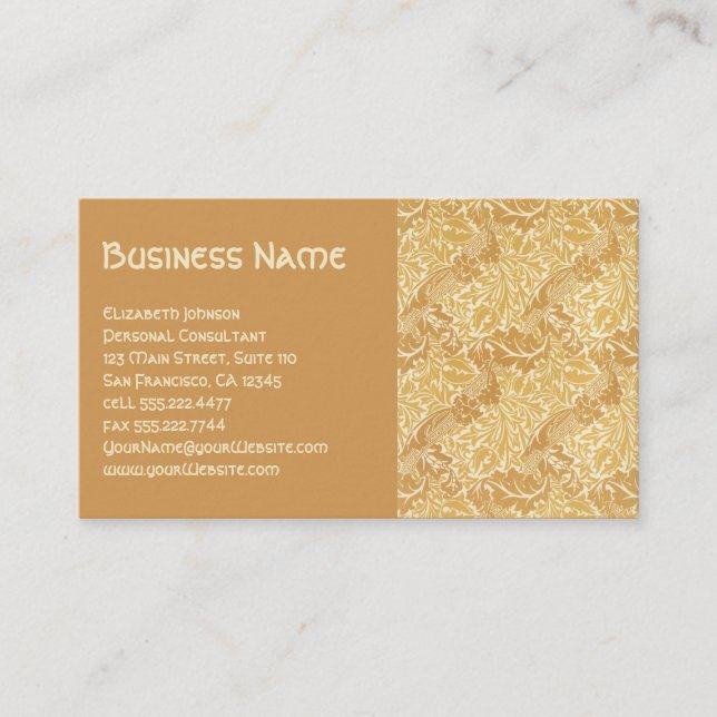 Antique Victorian William Morris Flowers Blommigt Visitkort (Framsida)