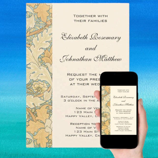 Antique Victorian William Morris St. James Blommig Inbjudningar (Antique Victorian William Morris St. James Floral Invitation)