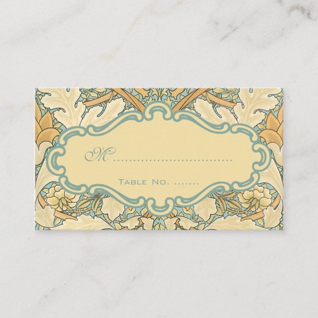 Antique Victorian William Morris St. James Blommig Placeringskort (Framsida)