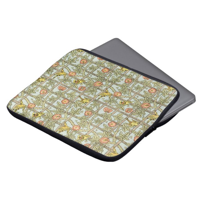 Antique Victorian William Morris Trellis Flowers Laptop Sleeve (Framsida topp)