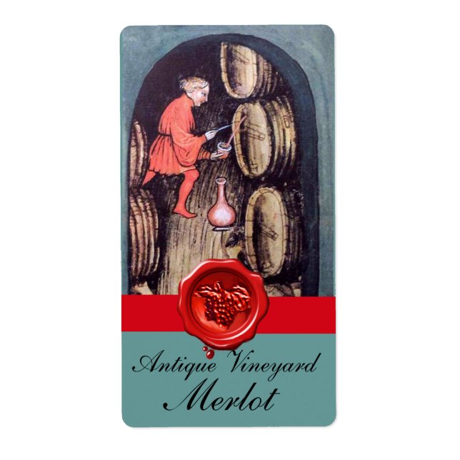 ANTIQUE VIN CELLAR RED GRAPE VAX SEAL FRAKTSEDEL (Framsidan)