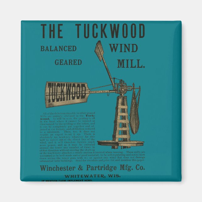 Antique Vind Mill Tuckwood Whitewater Wis 1889 Magnet (Framsidan)
