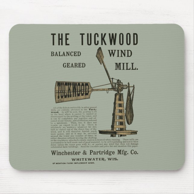 Antique Vind Mill Tuckwood Whitewater Wis 1889 Musmatta (Framsidan)