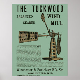 Antique Vind Mill Tuckwood Whitewater Wis 1889 Poster