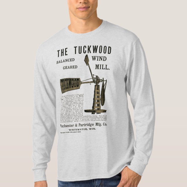 Antique Vind Mill Tuckwood Whitewater Wis 1889 T Shirt (Framsida)