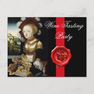 ANTIQUE VINEYARD GRAPES OCH VIN, RED VAX SEAL VYKORT