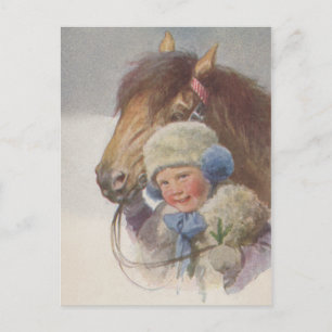 Antique Vintage barn Memory Pony Horse Postcard Vykort