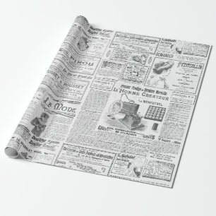 Antique Vintage Black White Fransk Ads Ephemera Presentpapper