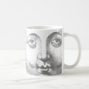 Antique Vintage Black White Sol Ansikte Kaffemugg