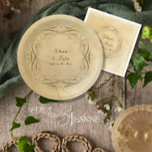 Antique Vintage Calligraphy Scrollwork Bröllop