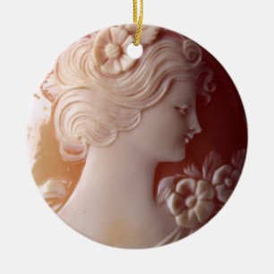 Antique vintage Cameo Ceramic Ornament
