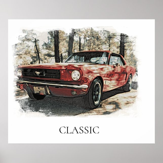 *~* Antique Vintage Classic Red Old Muscle CAr Poster (Framsidan)
