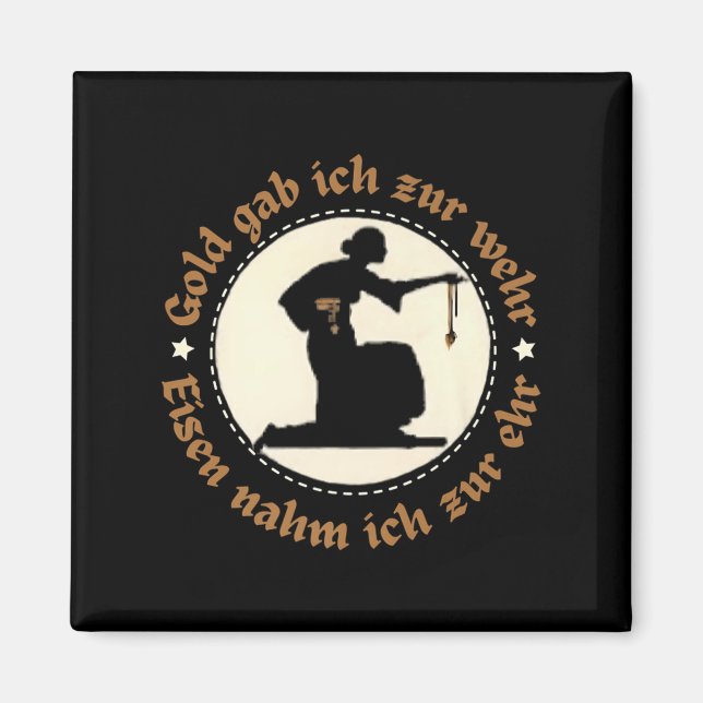 Antique Vintage German Guld Emblem Silhouette Quot Magnet (Framsidan)